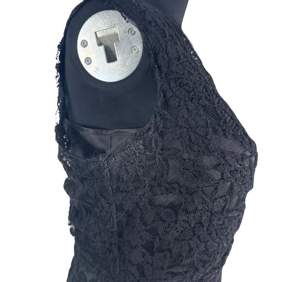 Y2K Calvin Klein Lace Overlay Slip Dress Set – Size 6 Little Black Party Dress - Picture 9 of 16
